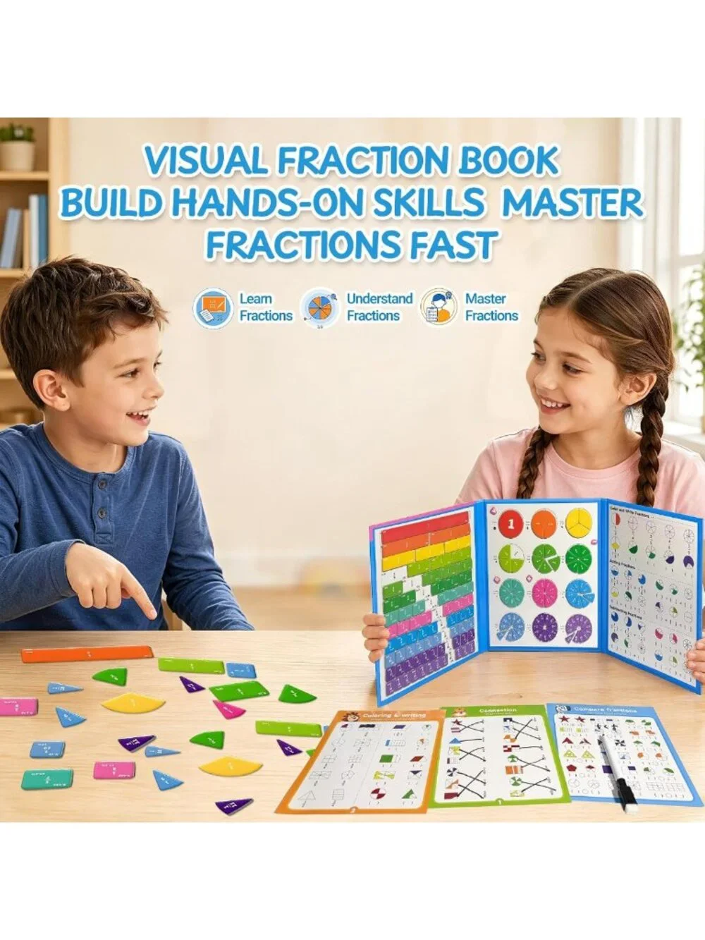 Magnetic Fraction Playbook 164 PCS - Montessori Math Manipulatives for Kids